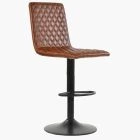 Titan Bar Stool Vintage Tan Brown Leather & Black Base