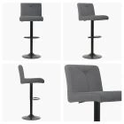 Tokyo Bar Stool Grey Fabric & Black Base