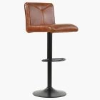 Tokyo Bar Stool Vintage Tan Brown Leather & Black Base