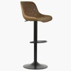 Torek Bar Stool Antique Brown Leather & Black Base