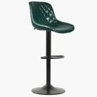 Torek Bar Stool Bottle Green Leather & Black Base