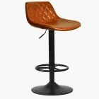Toronto Bar Stool Vintage Tan Brown Leather & Black Base