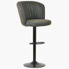 Tribeca Bar Stool Vintage Grey Leather & Black Base