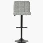 Troy Bar Stool Stone Grey Boucle Fabric & Black Base