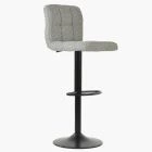 Troy Bar Stool Stone Grey Boucle Fabric & Black Base