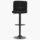 Troy Bar Stool Black Leather & Black Base