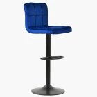 Troy Bar Stool Blue Velvet & Black Base