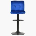 Troy Bar Stool Blue Velvet & Black Base