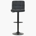 Troy Bar Stool Dark Grey Leather & Black Base