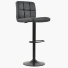 Troy Bar Stool Dark Grey Leather & Black Base