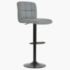 Troy Bar Stool Grey Leather & Black Base