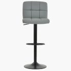 Troy Bar Stool Grey Leather & Black Base