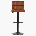 Troy Bar Stool Tan Brown Leather & Black Base