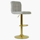 Ulpha Bar Stool Stone Grey Boucle Fabric & Gold Base