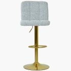 Ulpha Bar Stool Grey Boucle Fabric & Gold Base