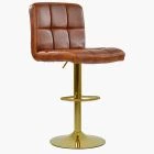 Ulpha Bar Stool Vintage Tan Brown Leather & Gold Base