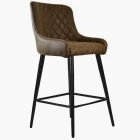 Vault Bar Stool Antique Brown Leather & Black Leg