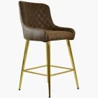 Vault Bar Stool Antique Brown Leather & Gold Leg