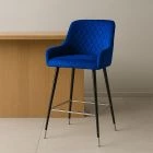Vault Bar Stool Blue Velvet & Black \ Silver Leg