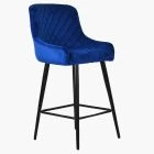 Vault Bar Stool Blue Velvet & Black Leg