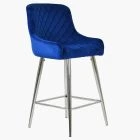 Vault Bar Stool Blue Velvet & Chrome Leg