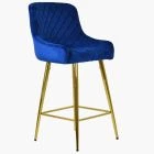 Vault Bar Stool Blue Velvet & Gold Leg