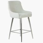 Vault Bar Stool Cream Boucle Fabric & Chrome Leg