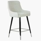 Vault Bar Stool Cream Boucle Fabric & Black \ Silver Leg