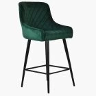 Vault Bar Stool Green Velvet & Black Leg