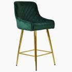 Vault Bar Stool Green Velvet & Gold Leg