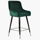 Vault Bar Stool Green Velvet & Black \ Silver Leg
