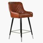 Vault Bar Stool Brown Leather & Black \ Silver Leg