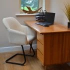 Wickham Dining Chair Cream Boucle Fabric & Black Leg