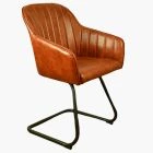 Wickham Dining Chair Vintage Brown Faux Leather & Black Leg