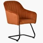 Wickham Dining Chair Burnt Orange Velvet & Black Legs