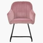 Wickham Dining Chair Pink Velvet & Black Legs