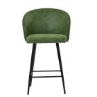 Novara Bar Stool Aged Olive Green Leather & Black Base