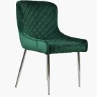 Heron Dining Chair Green Velvet & Chrome Legs