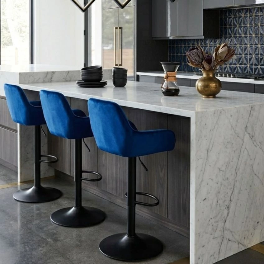 Arnside Bar Stool Camel Velvet & Black
