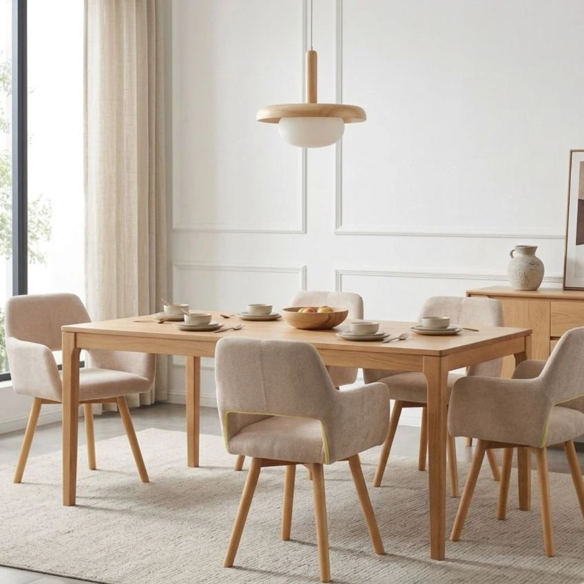 Aarhus Dining Chair Taupe Leather & Wood Leg
