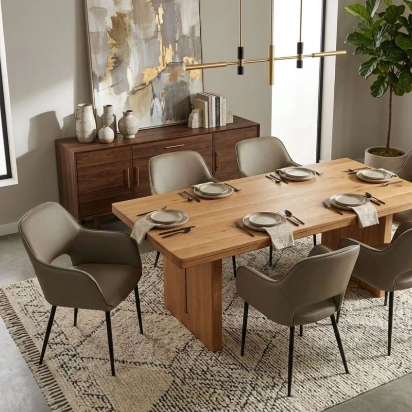 Alexis Dining Chair in Light Tan Brown Faux Leather