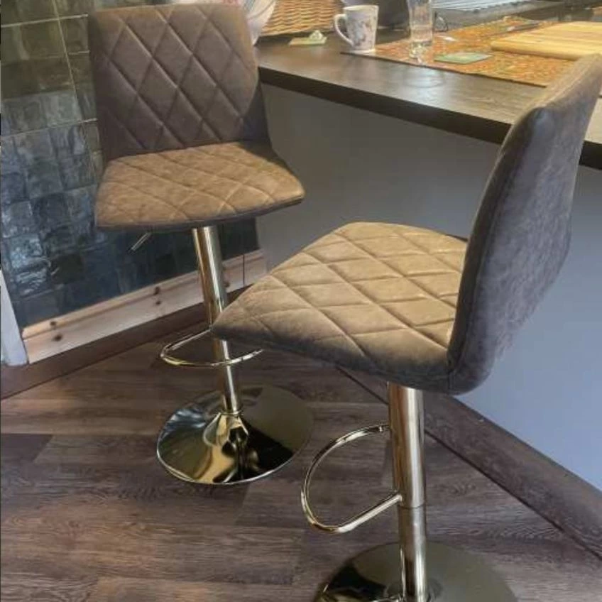 Arizona Bar Stool Aged Olive Green Leather & Gold Base
