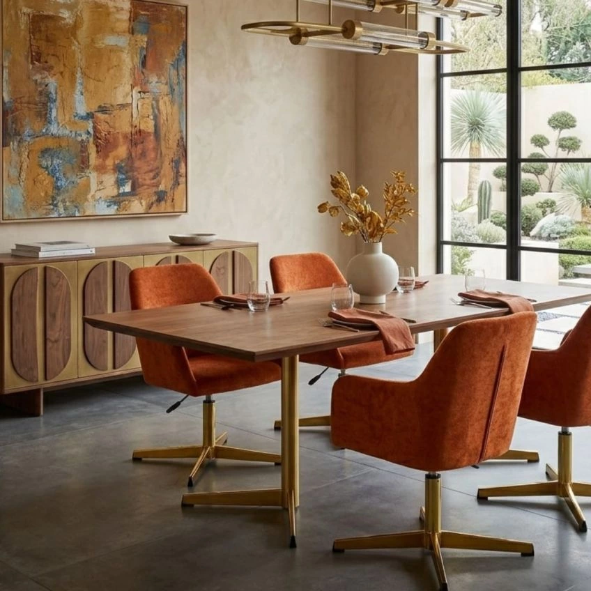 Becker Office Chair in Burnt Orange Fabric
