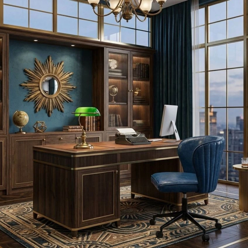 Belisimo Office Chair Aged Olive Green Faux Leather & Black
