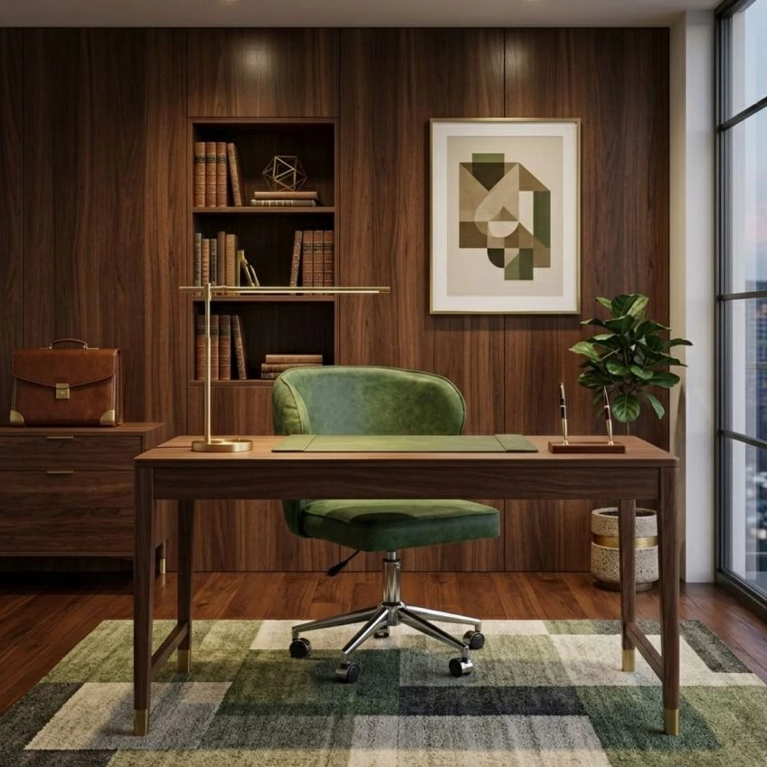 Belisimo Office Chair Blue Faux Leather & Chrome
