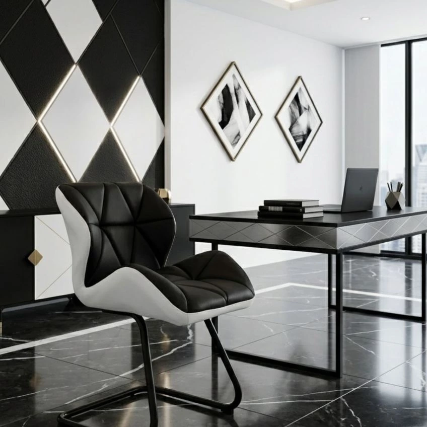 Brigham  Office Chair Black Faux Leather & Black
