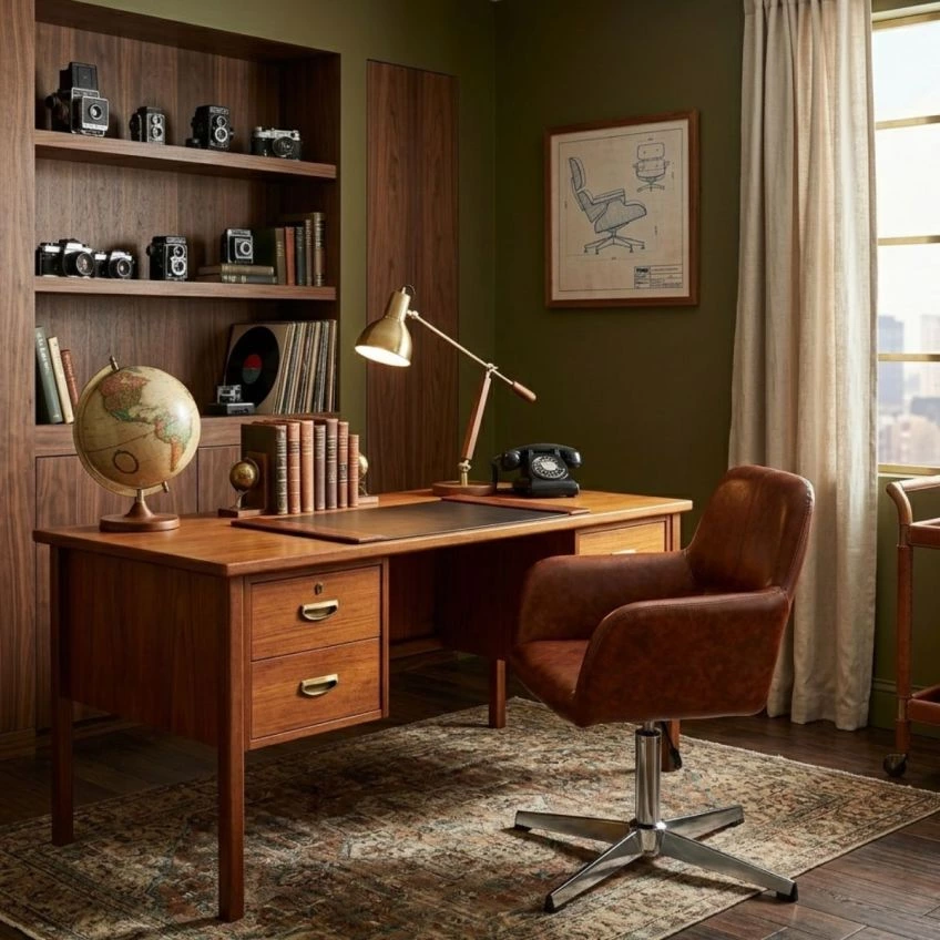 Bronby Office Chair Taupe Leather & Chrome
