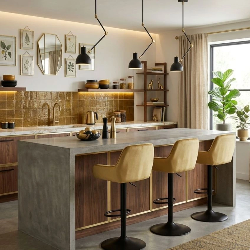Bronx Bar Stool Emerald Green Velvet & Black Base

