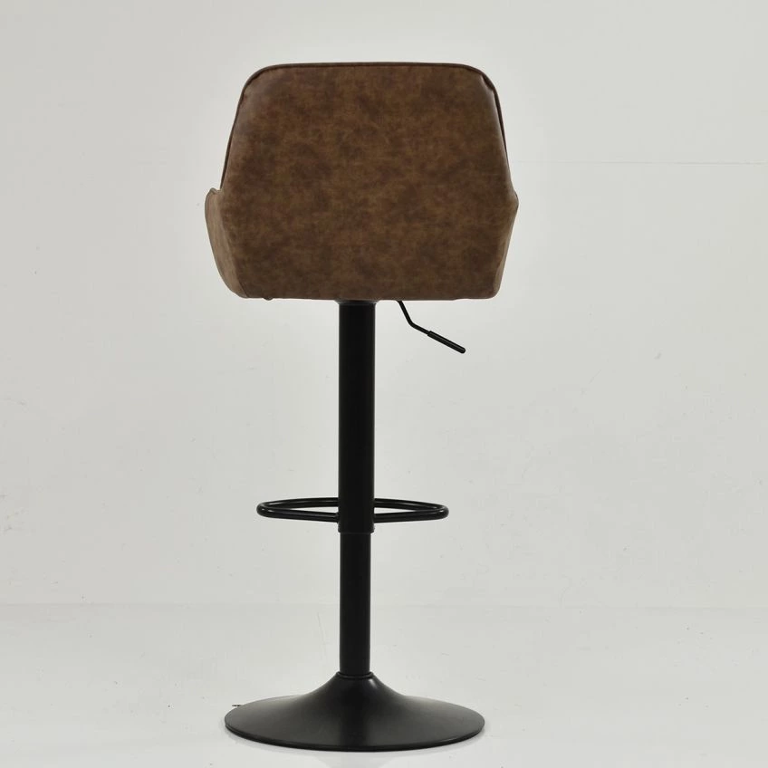 Bronx Swivel Bar Stool in Aged Brown Faux Leather | Lakeland