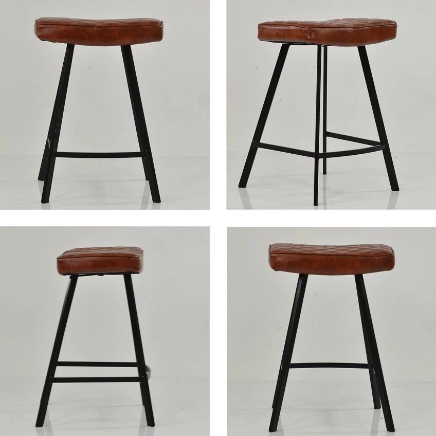 Harper Bar Stool Vintage Brown Leather & Black